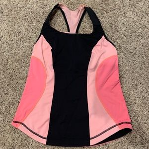 Fitted LuluLemon Coral and Black Tank